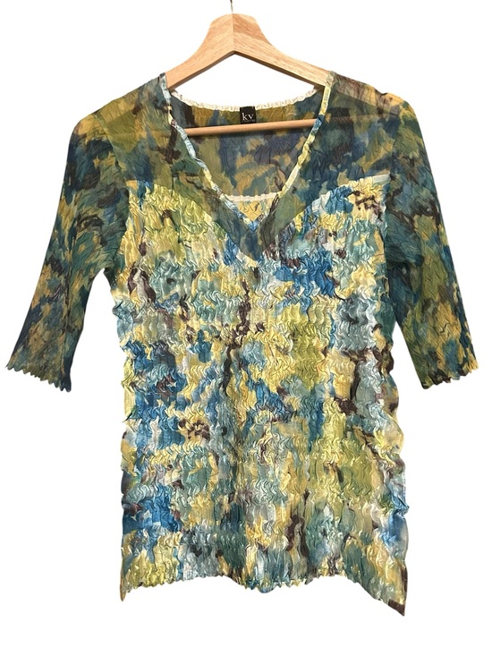 Komarov Tops - KV BY KOMAROV Kringle Style Blouse Sheer Arm & Top *Wearable Art*